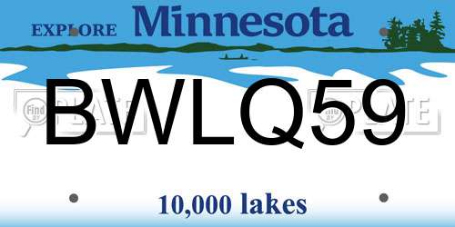 BWLQ59 Minnesota License Plate