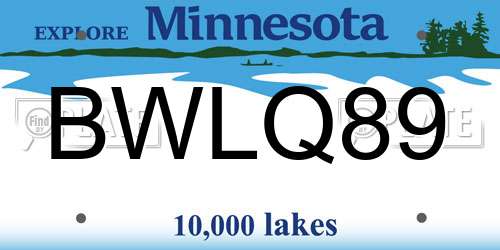 BWLQ89 Minnesota License Plate