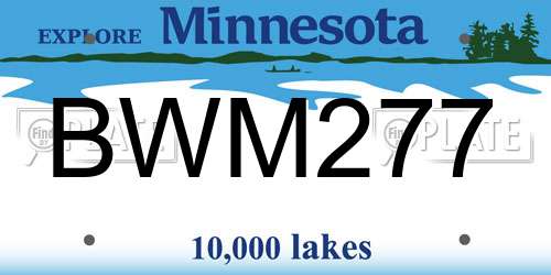 BWM277 Minnesota License Plate