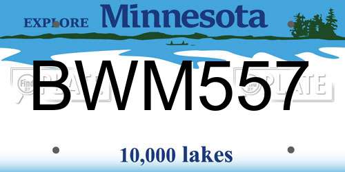 BWM557 Minnesota License Plate
