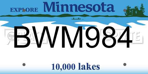 BWM984 Minnesota License Plate