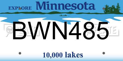 BWN485 Minnesota License Plate