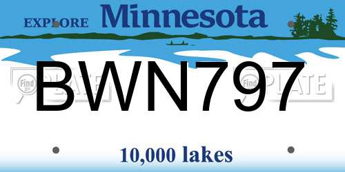 BWN797 Minnesota License Plate