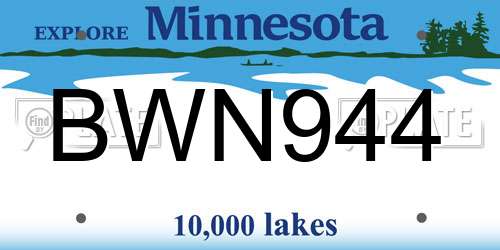 BWN944 Minnesota License Plate
