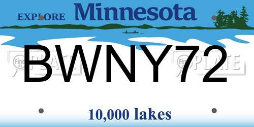BWNY72 Minnesota License Plate