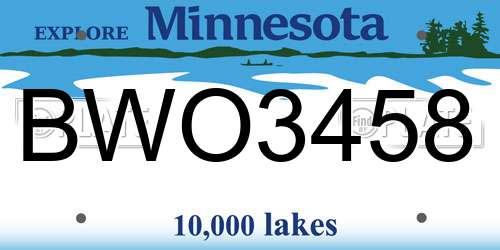 BWO3458 Minnesota License Plate