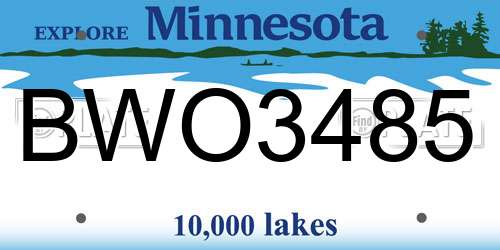 BWO3485 Minnesota License Plate
