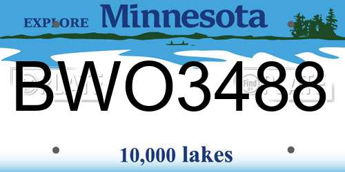 BWO3488 Minnesota License Plate