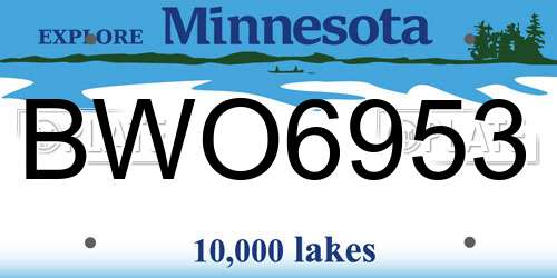 BWO6953 Minnesota License Plate