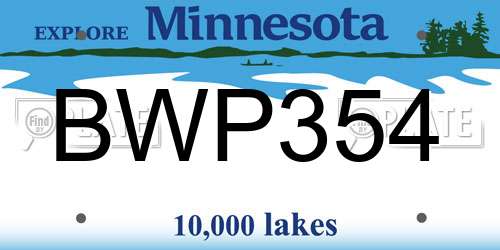 BWP354 Minnesota License Plate