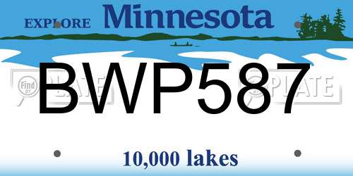 BWP587 Minnesota License Plate