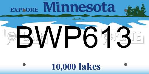 BWP613 Minnesota License Plate