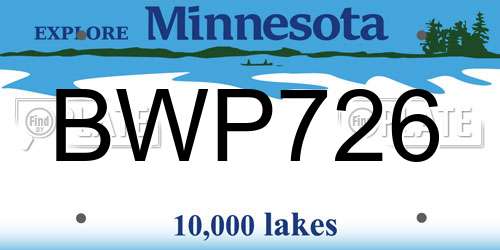 BWP726 Minnesota License Plate