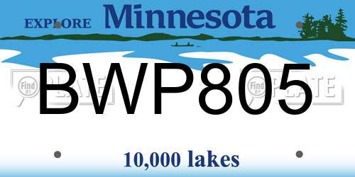 BWP805 Minnesota License Plate
