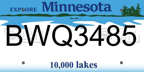 BWQ3485 Minnesota License Plate
