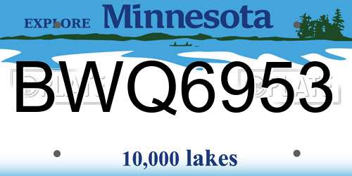BWQ6953 Minnesota License Plate