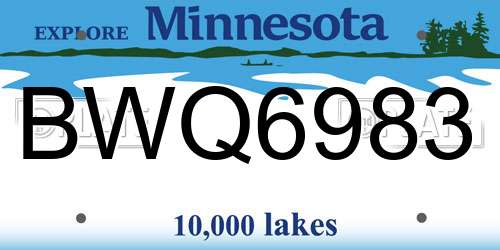 BWQ6983 Minnesota License Plate