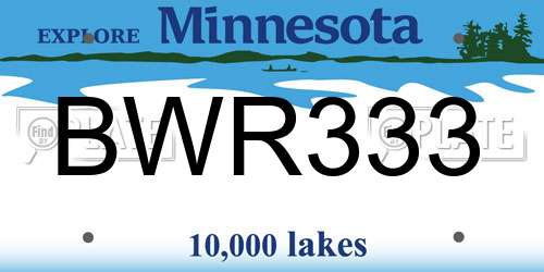BWR333 Minnesota License Plate