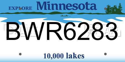 BWR6283 Minnesota License Plate