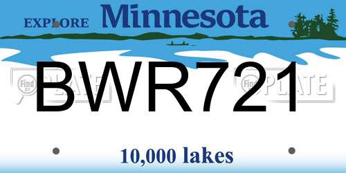 BWR721 Minnesota License Plate