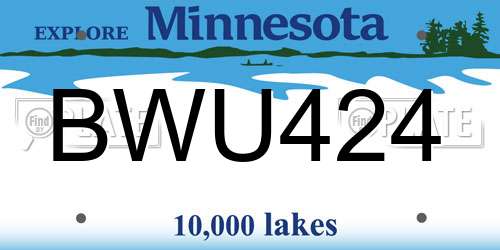 BWU424 Minnesota License Plate