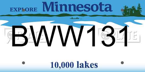 BWW131 Minnesota License Plate