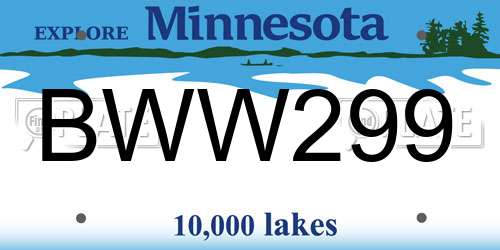 BWW299 Minnesota License Plate