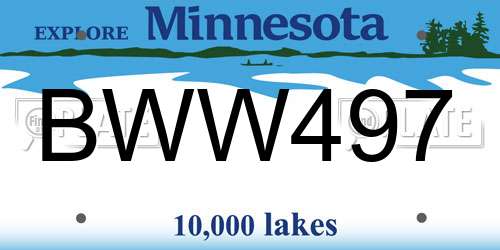 BWW497 Minnesota License Plate