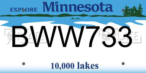 BWW733 Minnesota License Plate