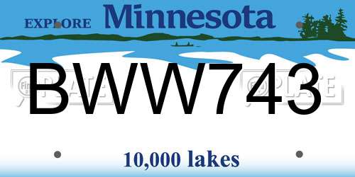 BWW743 Minnesota License Plate