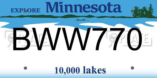 BWW770 Minnesota License Plate