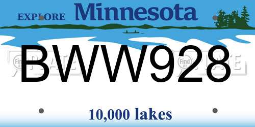 BWW928 Minnesota License Plate