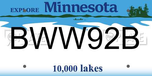BWW92B Minnesota License Plate