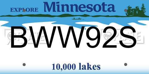 BWW92S Minnesota License Plate
