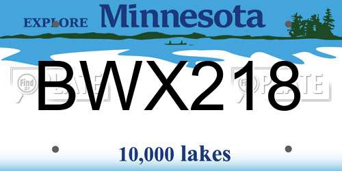 BWX218 Minnesota License Plate
