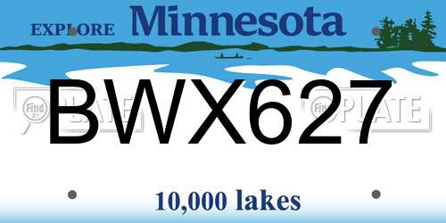 BWX627 Minnesota License Plate