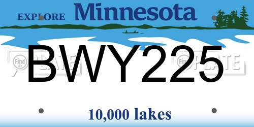 BWY225 Minnesota License Plate