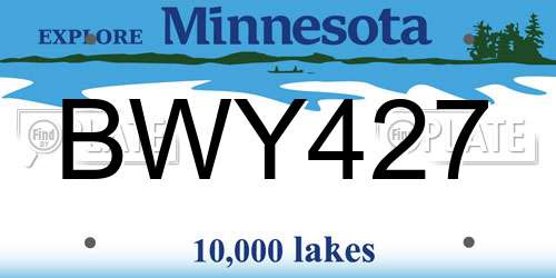 BWY427 Minnesota License Plate