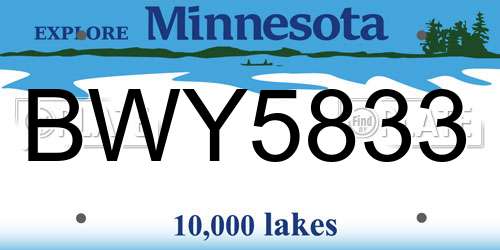 BWY5833 Minnesota License Plate