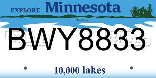 BWY8833 Minnesota License Plate