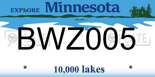 BWZ005 Minnesota License Plate