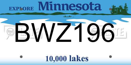 BWZ196 Minnesota License Plate
