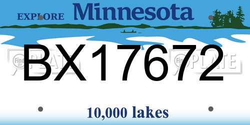 BX17672 Minnesota License Plate