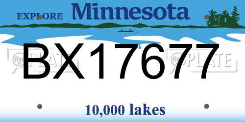 BX17677 Minnesota License Plate