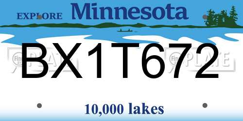 BX1T672 Minnesota License Plate