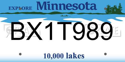 BX1T989 Minnesota License Plate