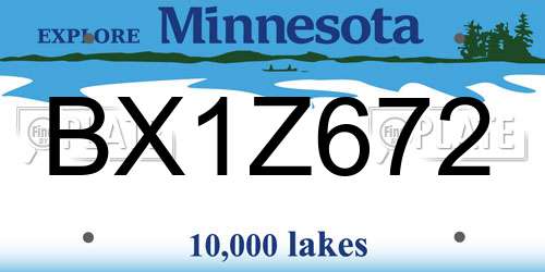 BX1Z672 Minnesota License Plate