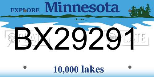 BX29291 Minnesota License Plate