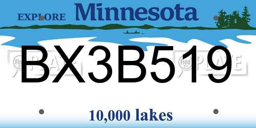 BX3B519 Minnesota License Plate