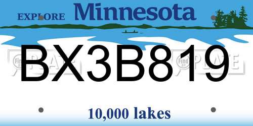 BX3B819 Minnesota License Plate